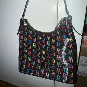 Dooney & Bourke Black Multicolor Logo Shoulder Bag